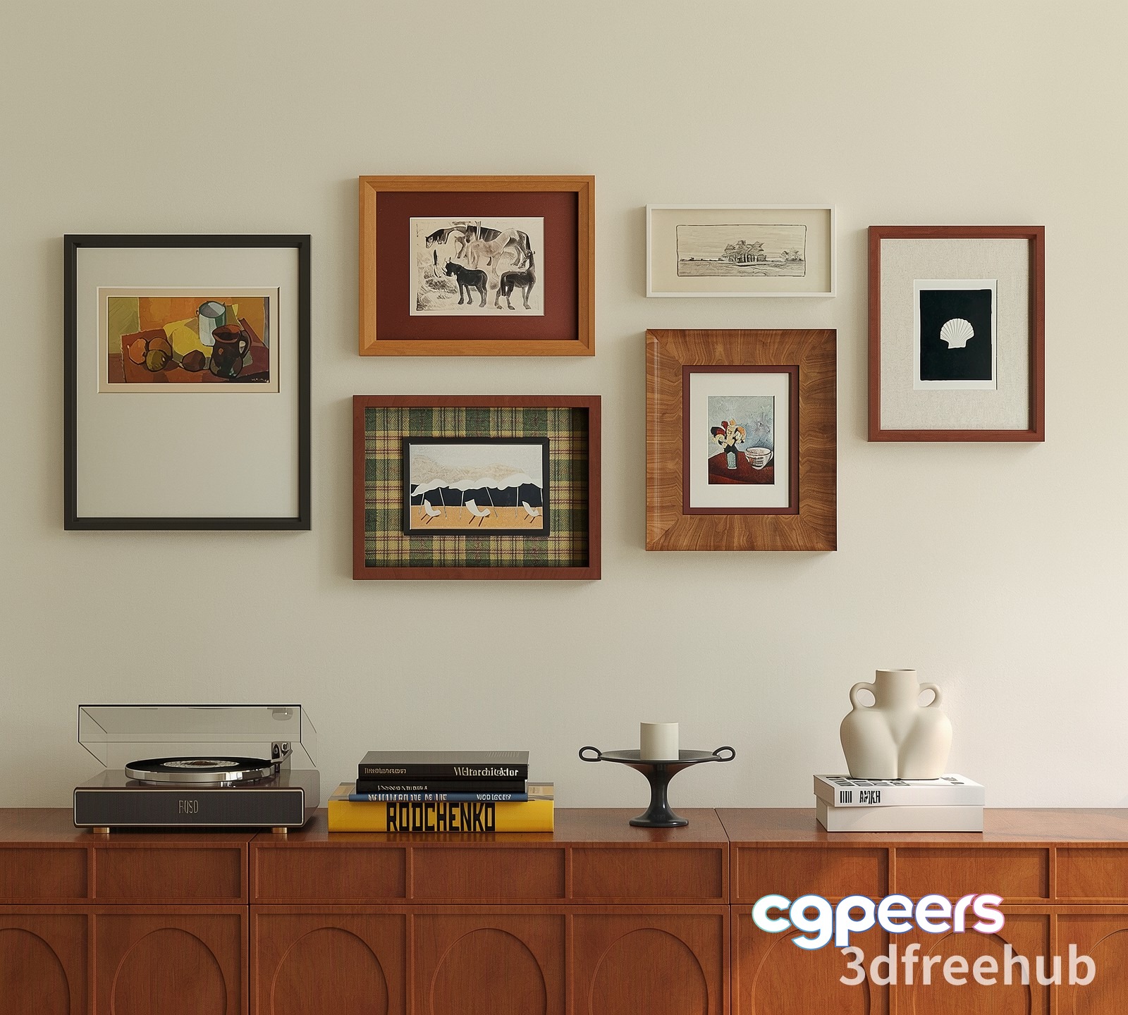 Mid-Century Modern Art Gallery 3D Model - 19965 - VRAY Render