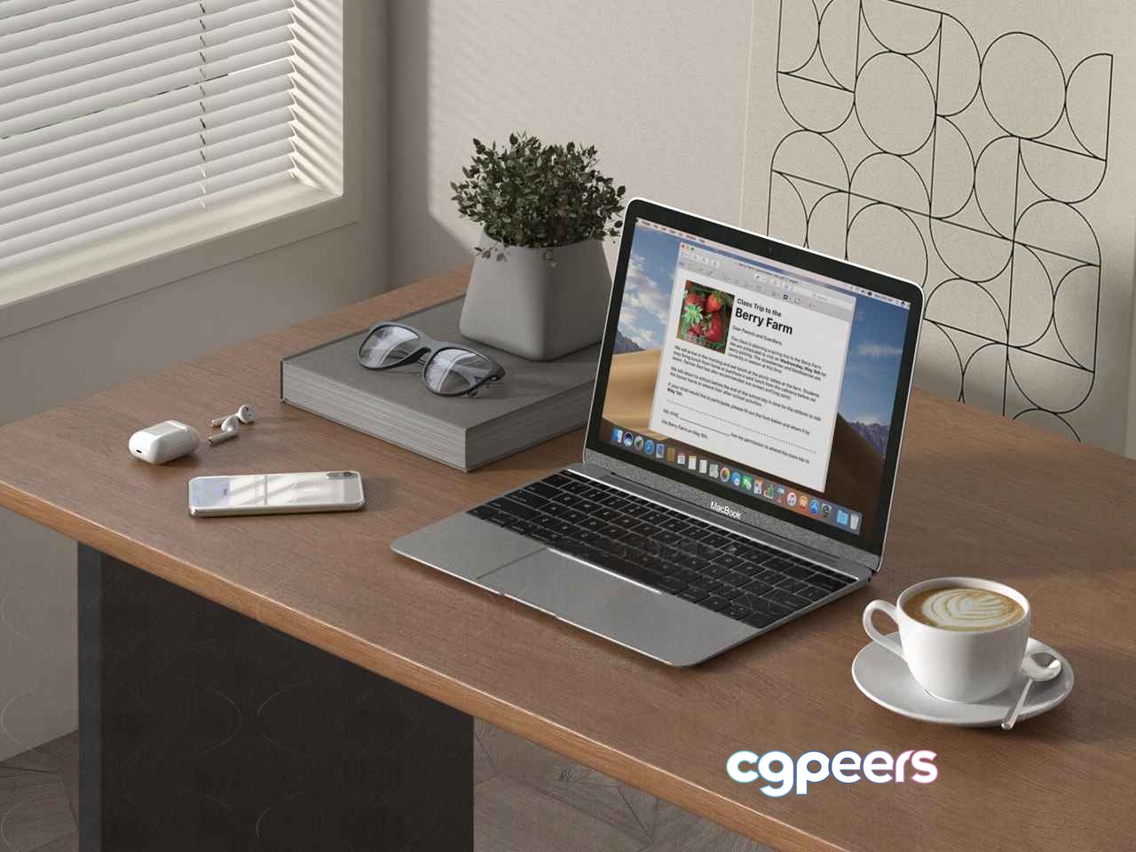 Modern Wooden Desk 3D Model - 2744 - VRAY Render