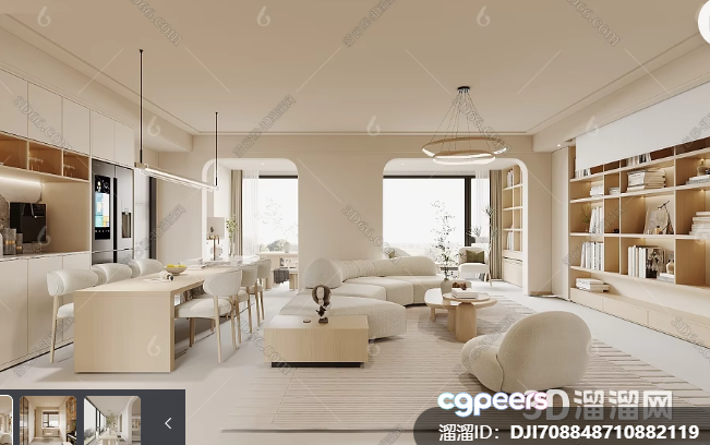 Modern Living Room 3D Model - 5019 - CORONA Render