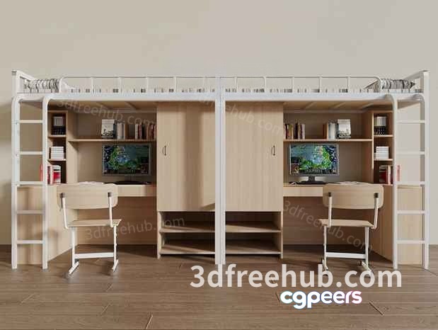 Modern Bunk Bed 3D Model - 19708 - VRAY Render