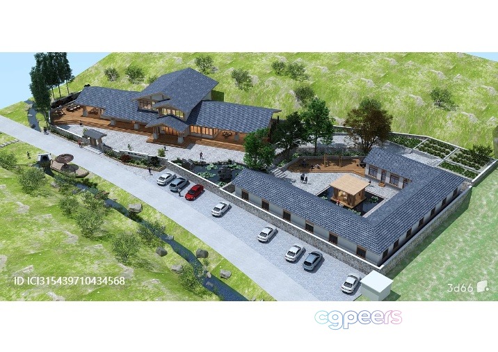 A 3D Rendering Of A Large House 3D Model - 2245 - VRAY Render A 3D Rendering Of A Large House 3D Model - 2245 - VRAY Render