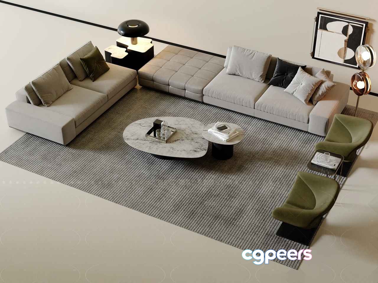 Modern Living Room 3D Model - 18598 - CORONA Render