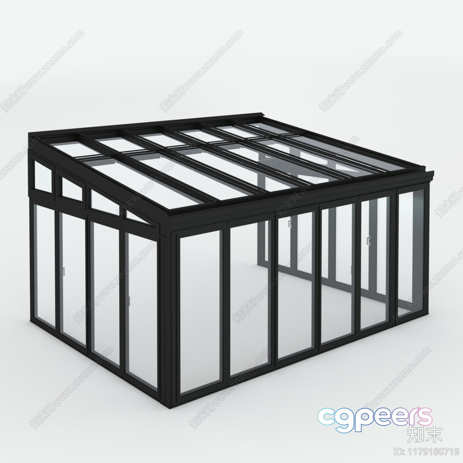 A Glass Structure With A Black Frame 3D Model - 15366 - VRAY Render