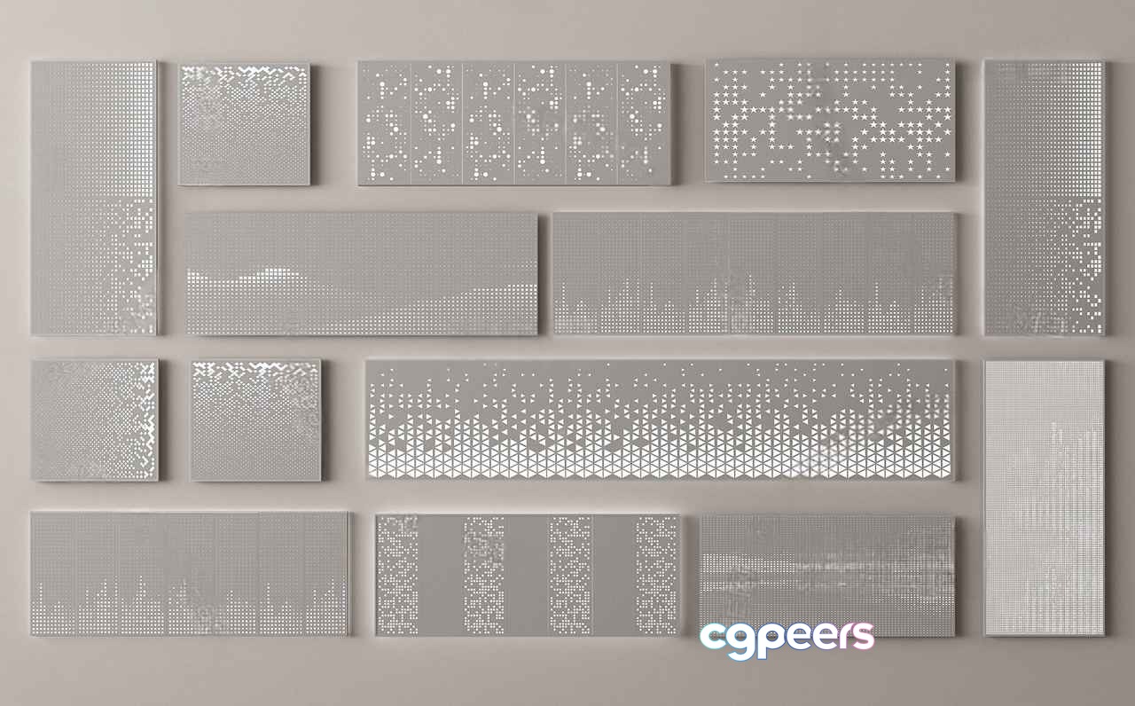 Modern Grey Wall Decor 3D Model - 4254 - VRAY Render Modern Grey Wall Decor 3D Model - 4254 - VRAY Render