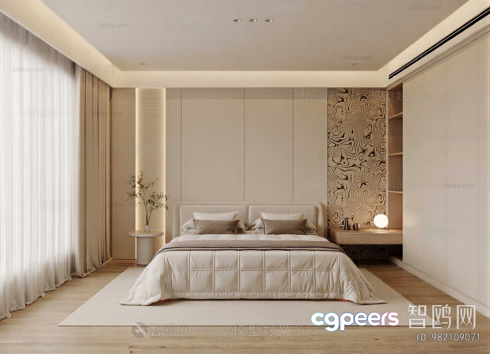 A Modern Bedroom 3D Model - 6471 - VRAY Render