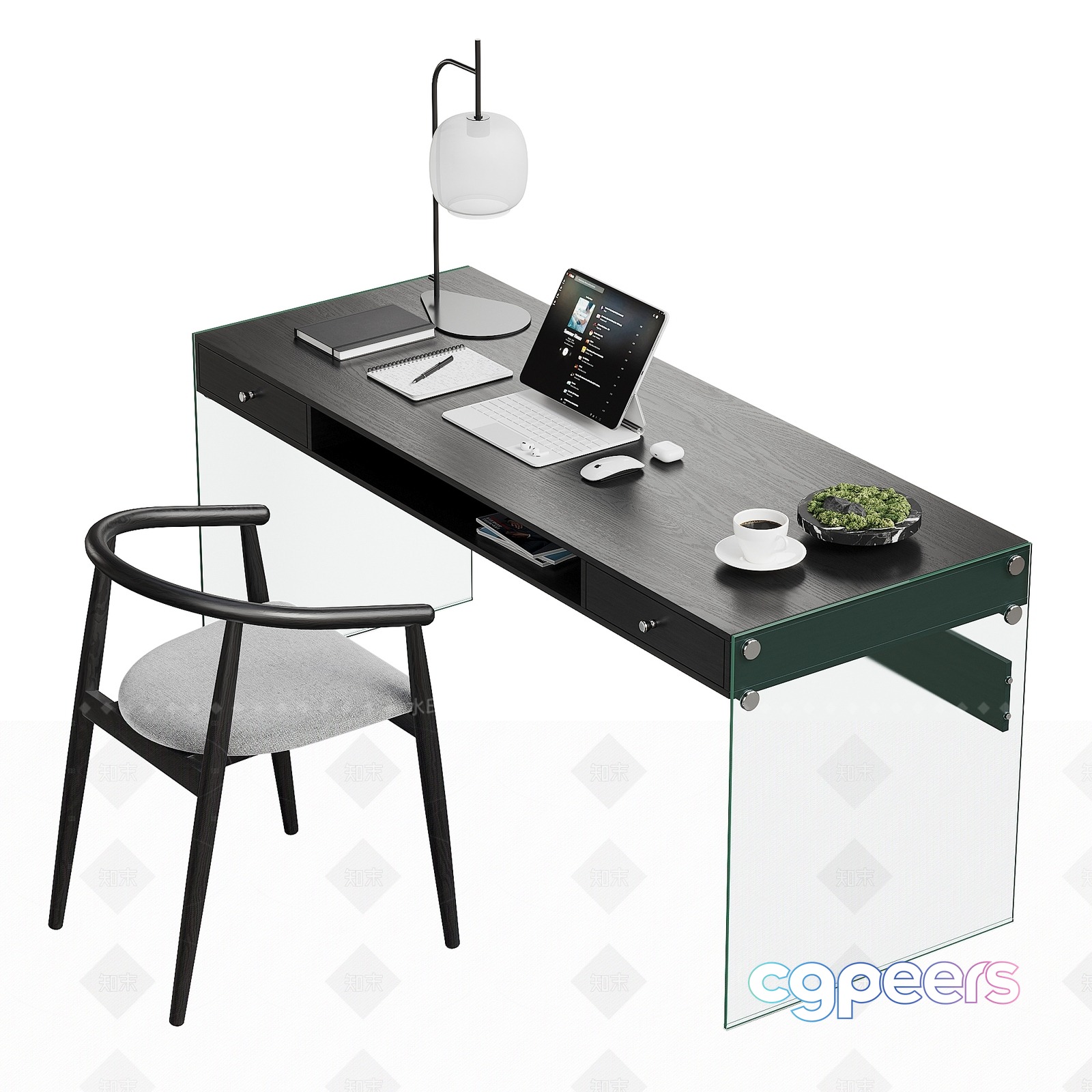 A Modern Desk 3D Model - 8892 - VRAY Render