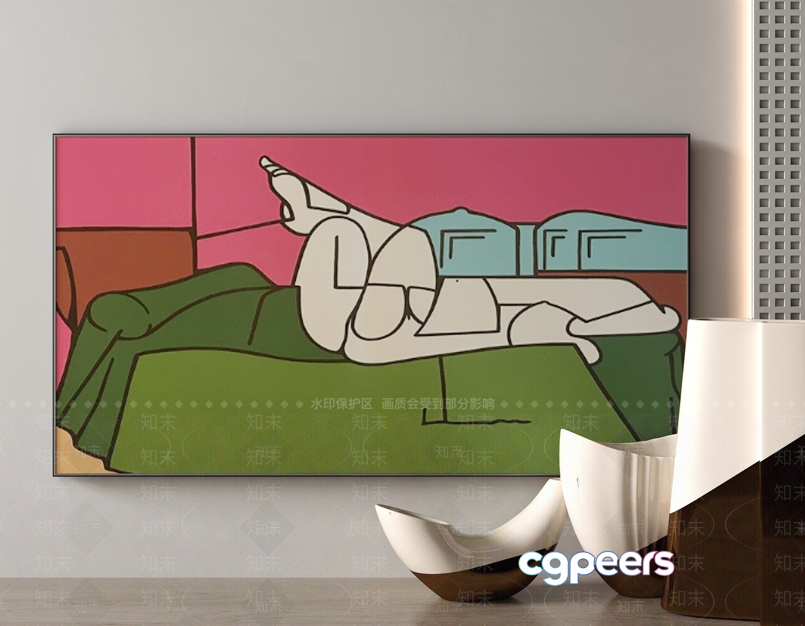 Modern Abstract Art Piece 3D Model - 731 - VRAY Render Modern Abstract Art Piece 3D Model - 731 - VRAY Render