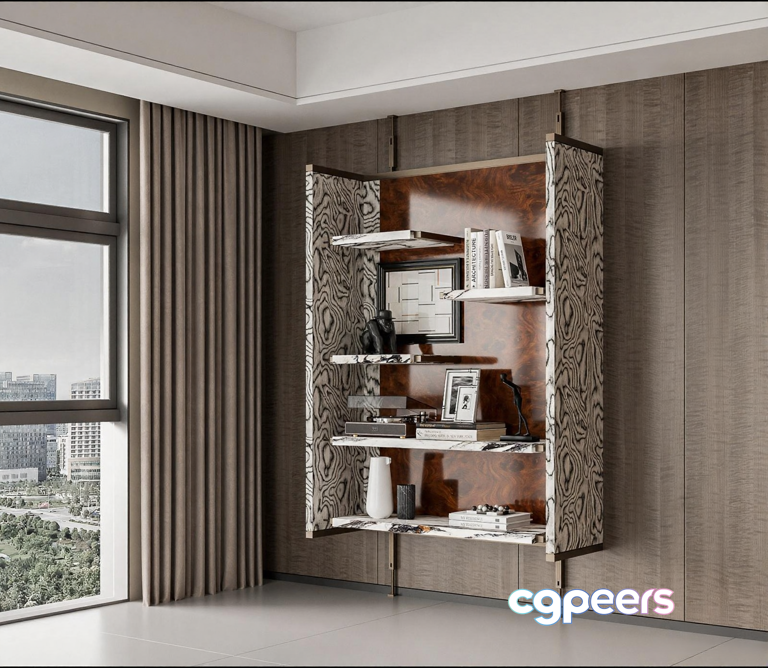 Modern Shelving Unit 3D Model - 3685 - VRAY Render Modern Shelving Unit 3D Model - 3685 - VRAY Render