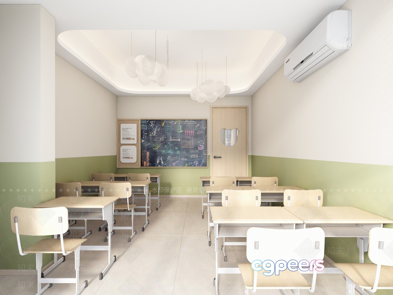 Modern Classroom 3D Model - 10754 - VRAY Render