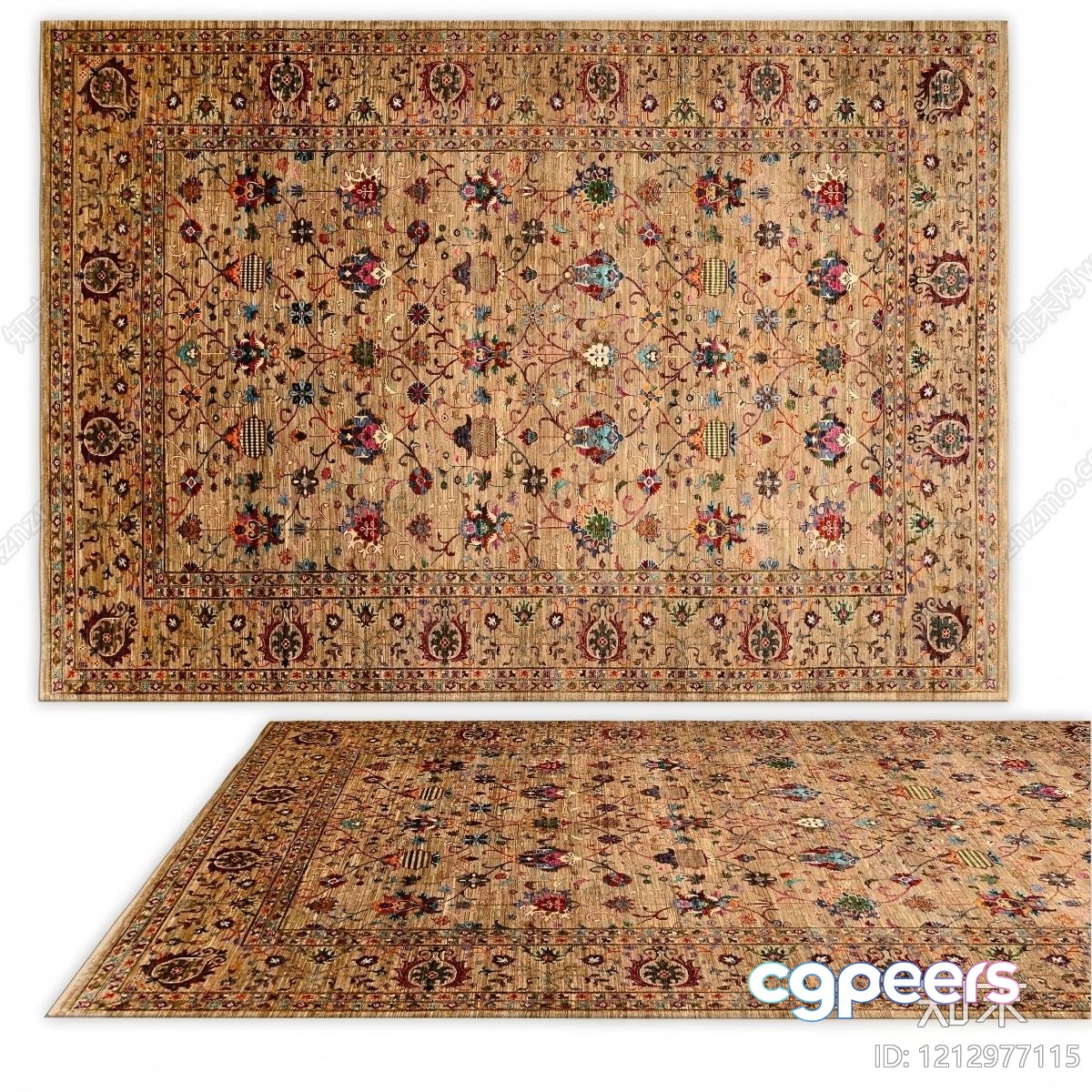 Traditional Rug With Floral Pattern 3D Model - 6908 - VRAY Render Traditional Rug With Floral Pattern 3D Model - 6908 - VRAY Render
