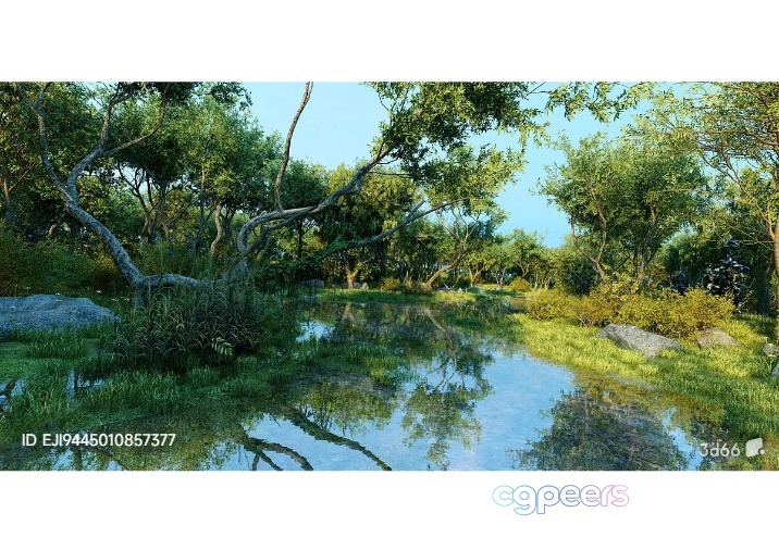 A Serene Natural Landscape 3D Model - 3076 - VRAY Render