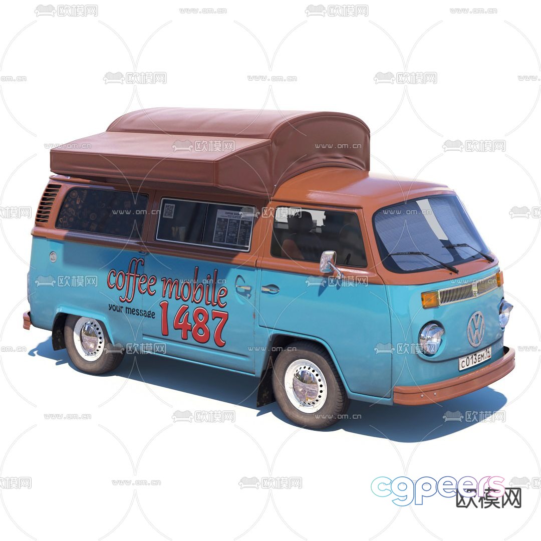 Modern retro street coffee pickup truck 3d model Modern retro street coffee pickup truck 3d model