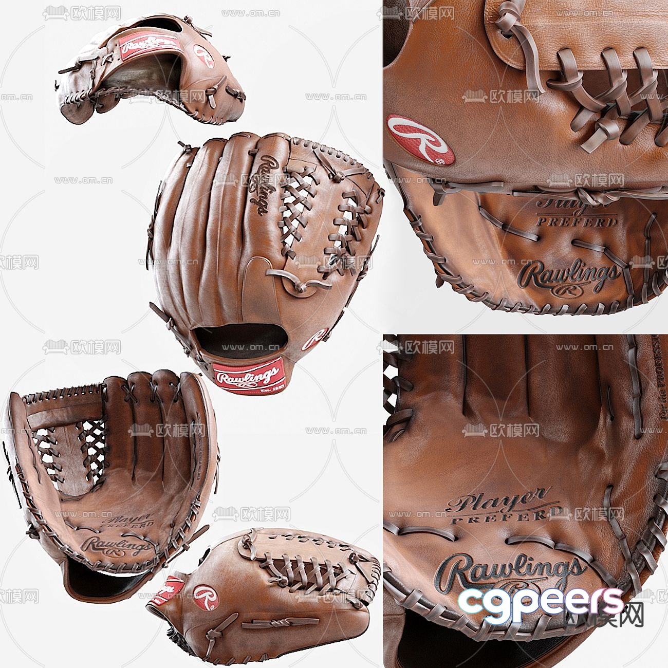 Modern baseball glove 3d model Modern baseball glove 3d model