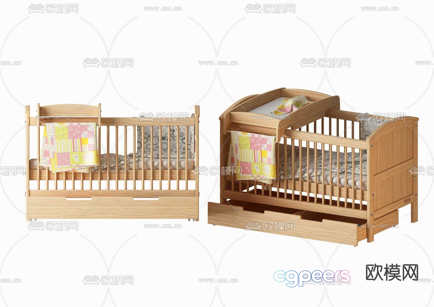 Nordic log crib 3d model Nordic log crib 3d model