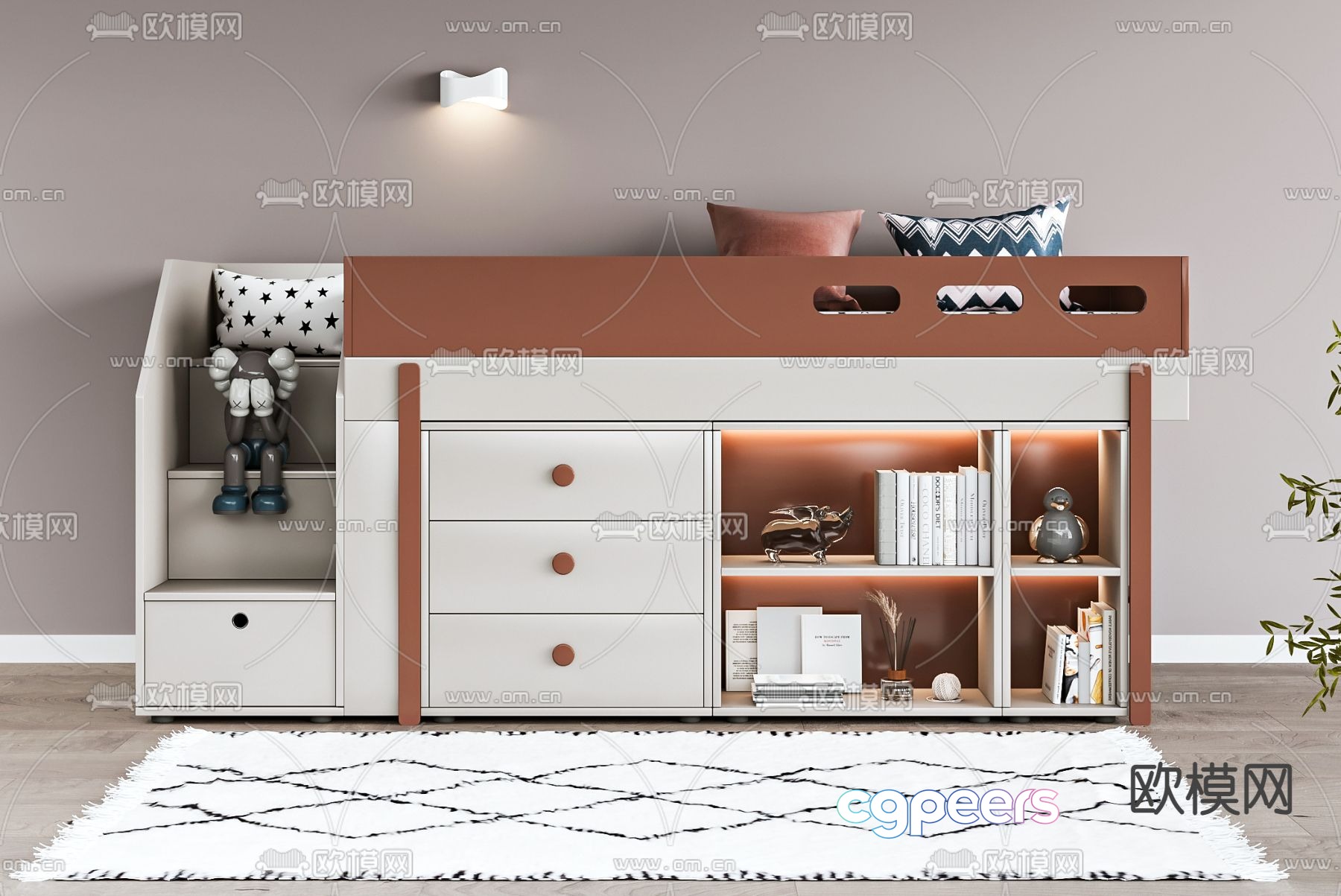 Modern multifunctional children’s bed 3d model Modern multifunctional children’s bed 3d model