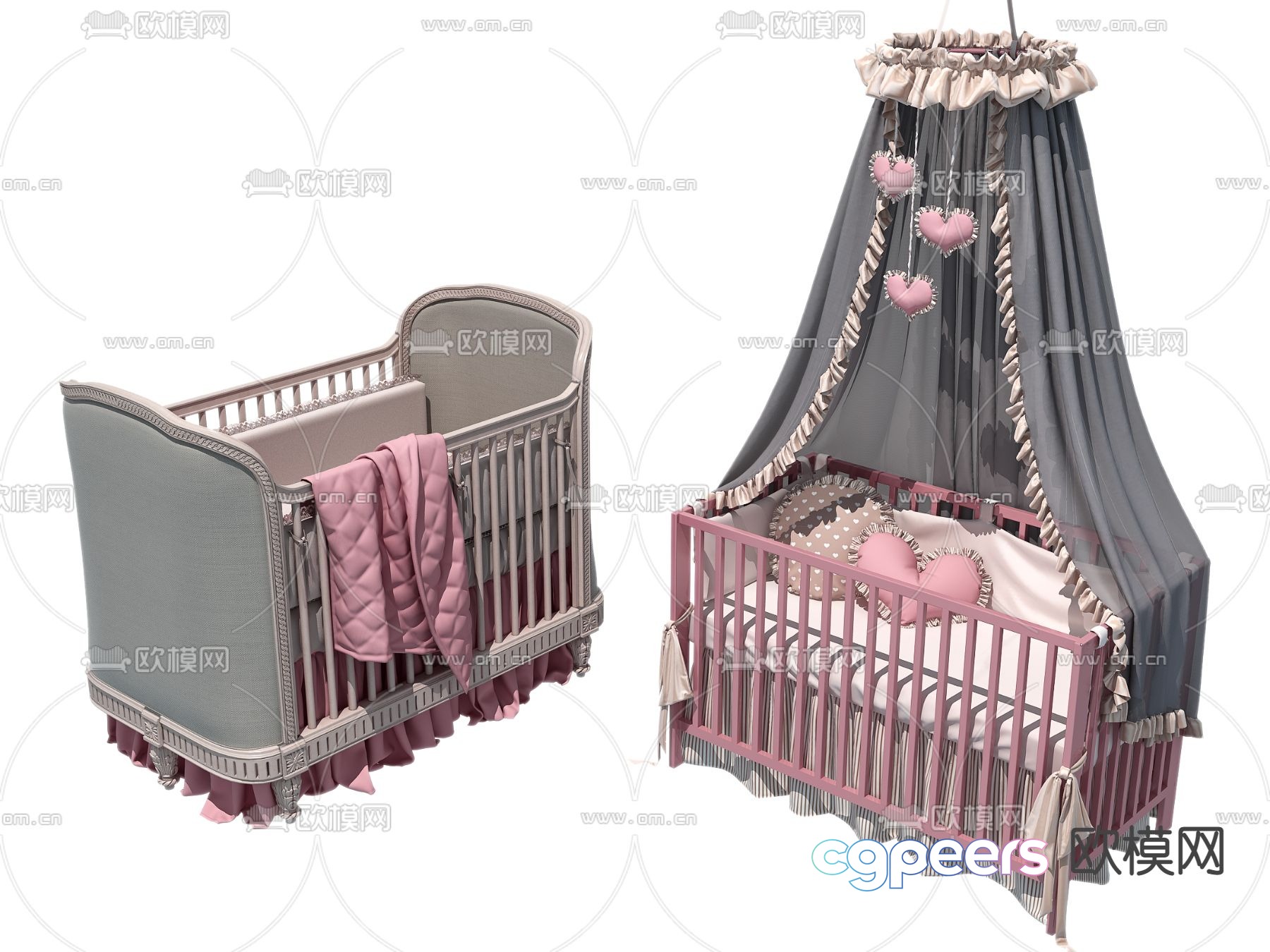 Modern children’s crib 3d model Modern children’s crib 3d model