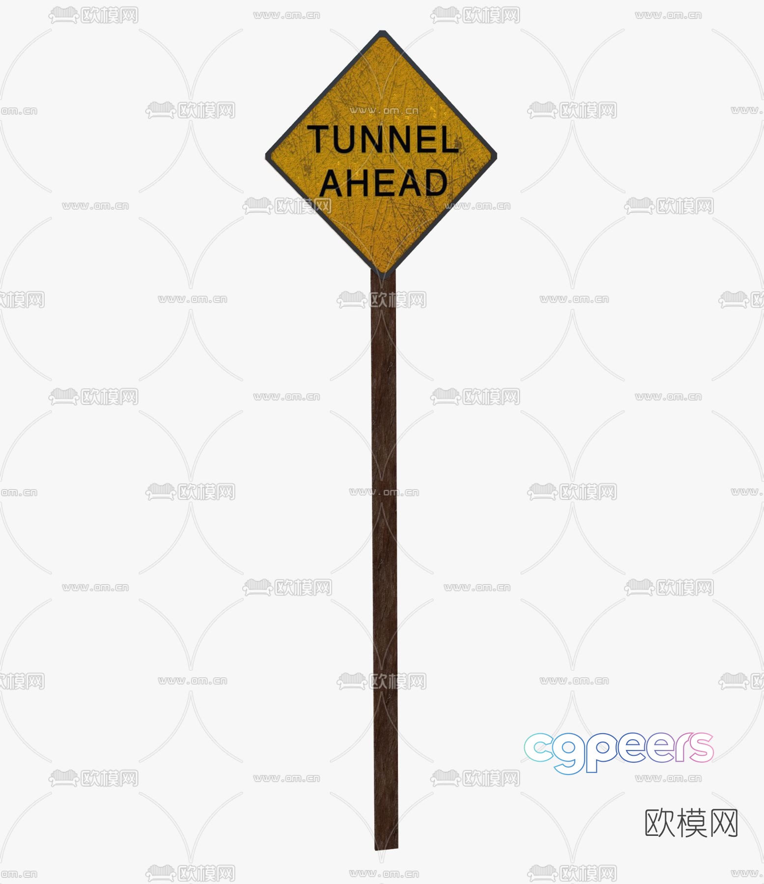 Modern billboard warning sign free 3d model Modern billboard warning sign free 3d model