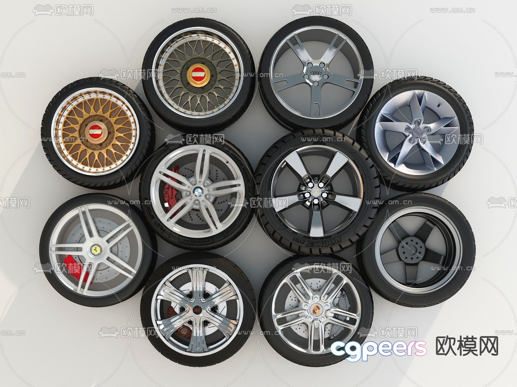 Modern car tire wheels 3d model Modern car tire wheels 3d model