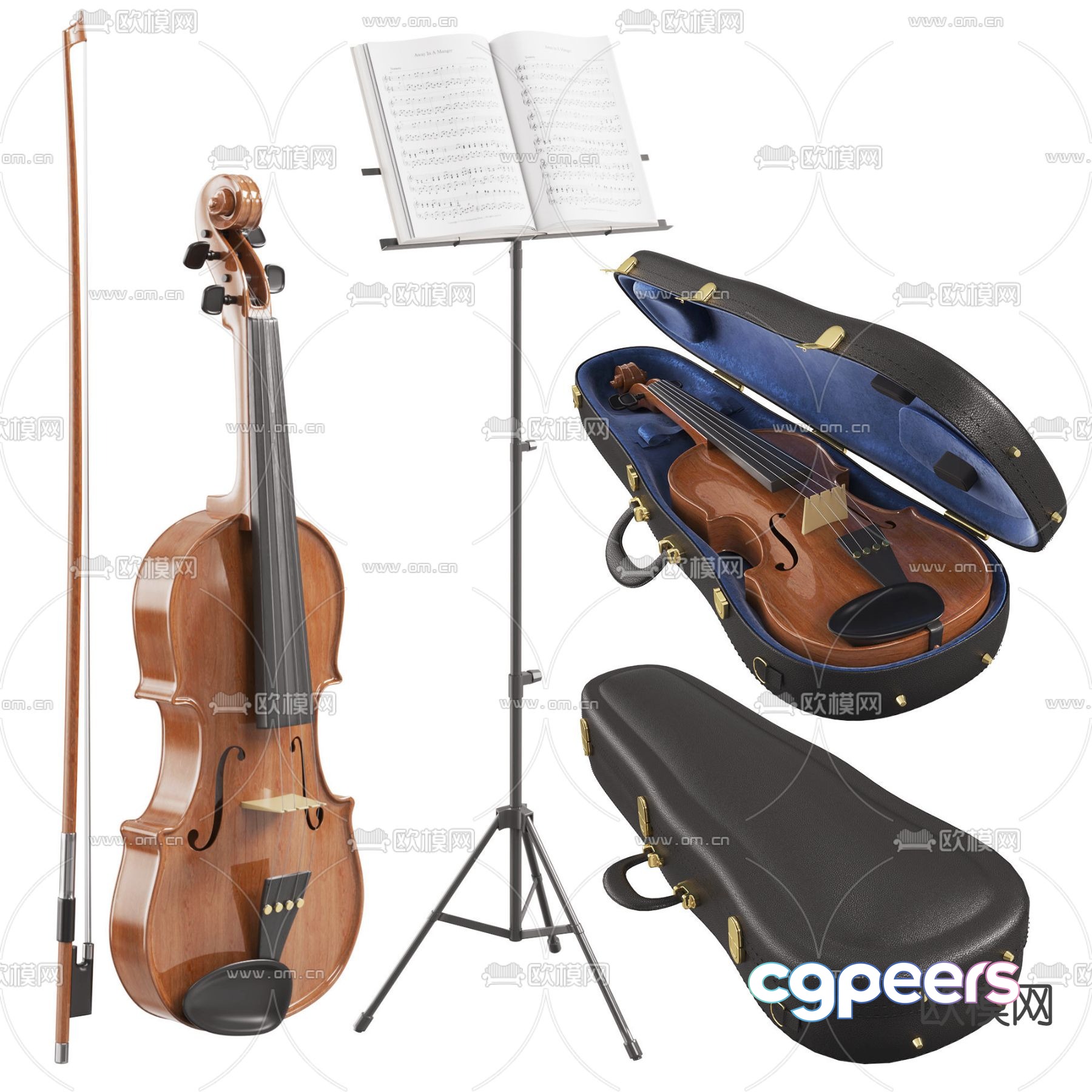 Modern violin 3d model Modern violin 3d model