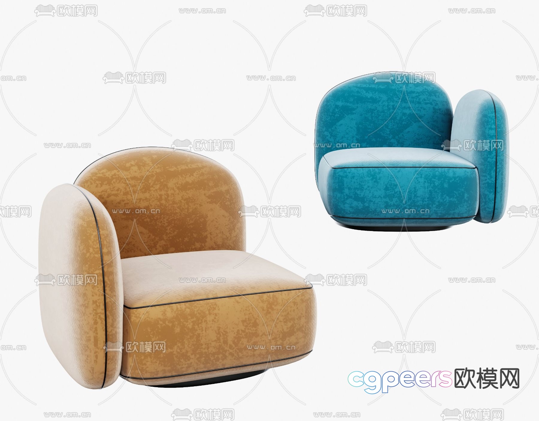 BAXTER fabric leisure sofa 3d model BAXTER fabric leisure sofa 3d model