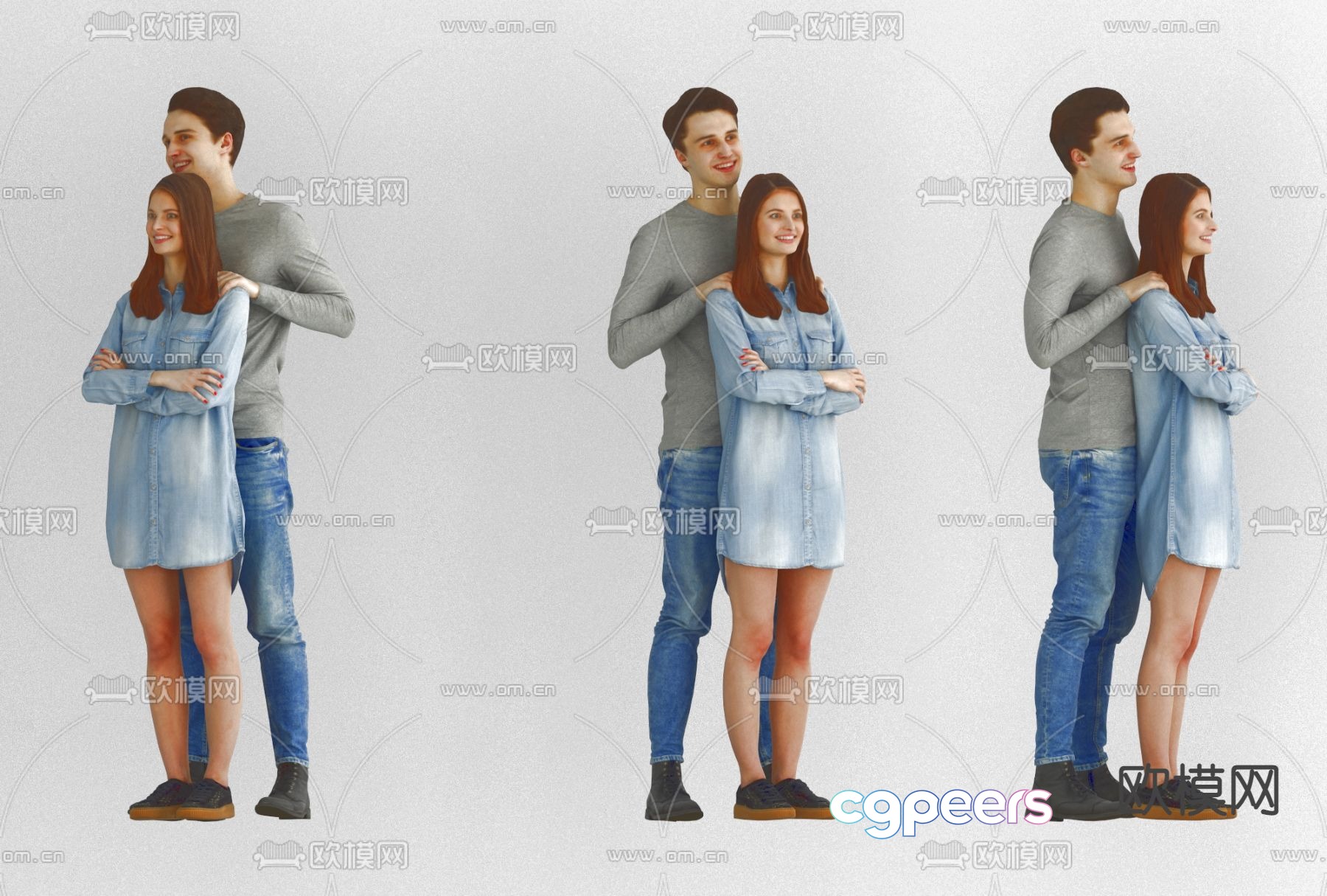 Modern couple characters free 3d model Modern couple characters free 3d model