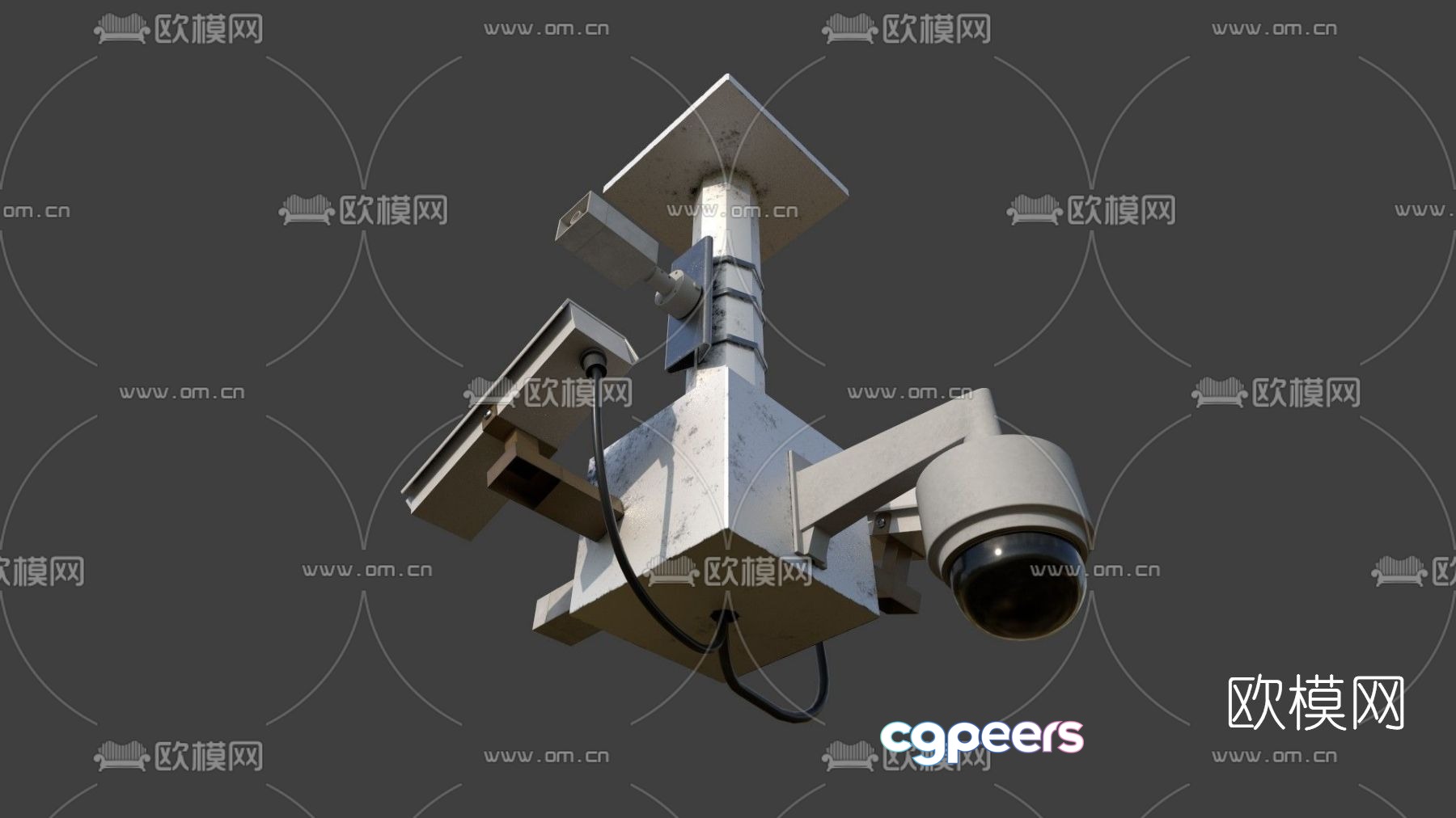 Modern surveillance camera free 3d model