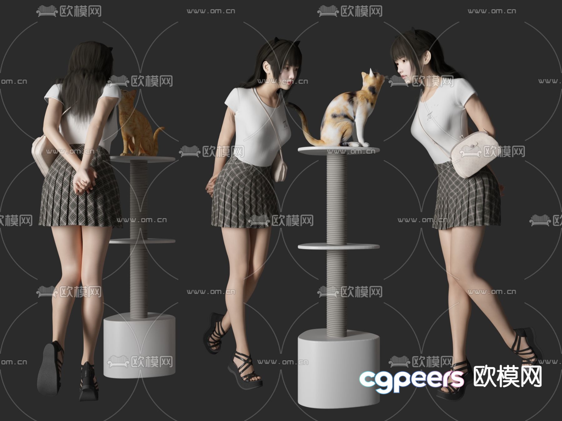 Modern girl cat 3d model Modern girl cat 3d model