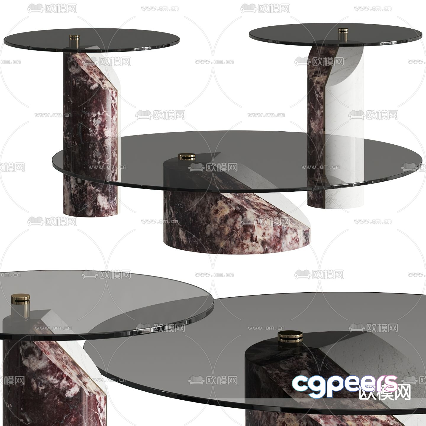 BAXTER modern marble glass coffee table 3d model BAXTER modern marble glass coffee table 3d model