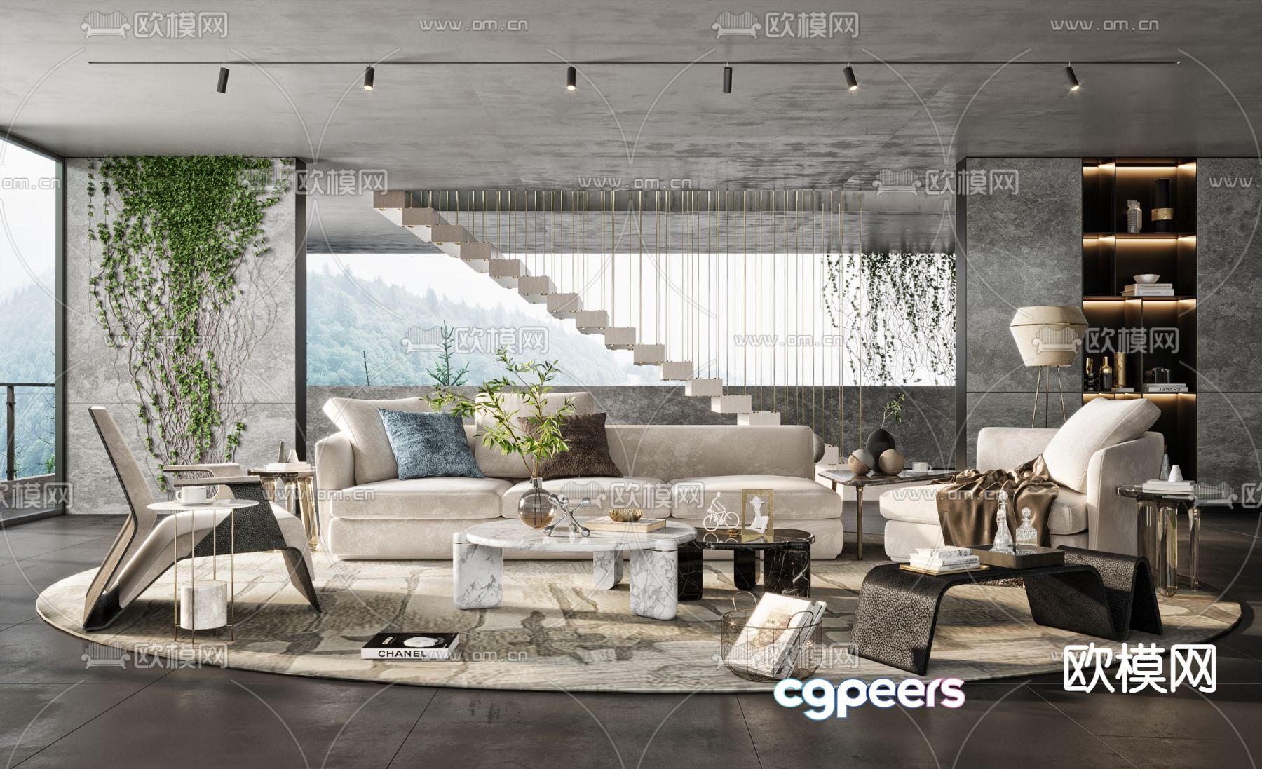 Molteni&C modern fabric sofa set 3d model Molteni&C modern fabric sofa set 3d model
