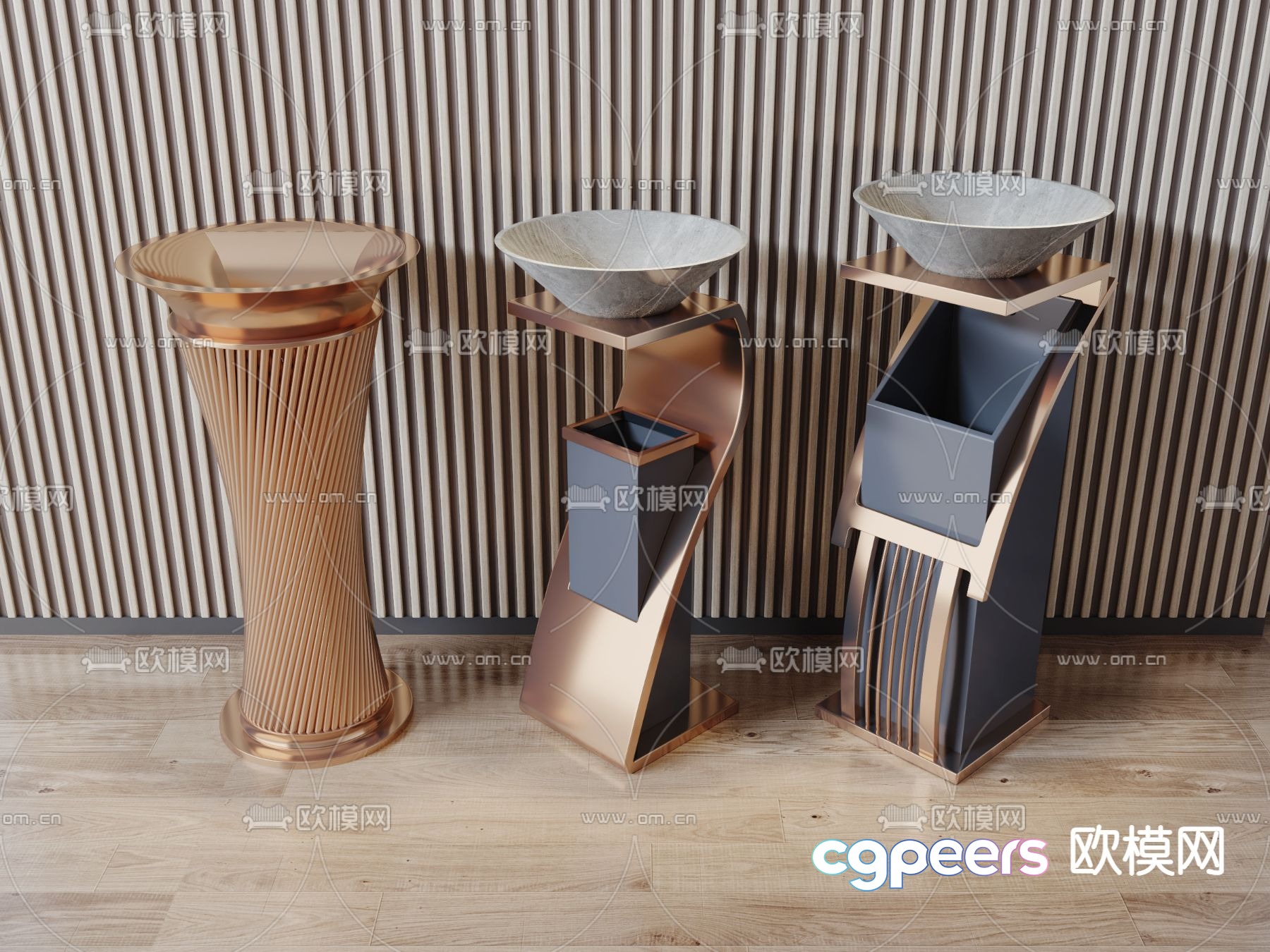 Modern metal trash can 3d model Modern metal trash can 3d model