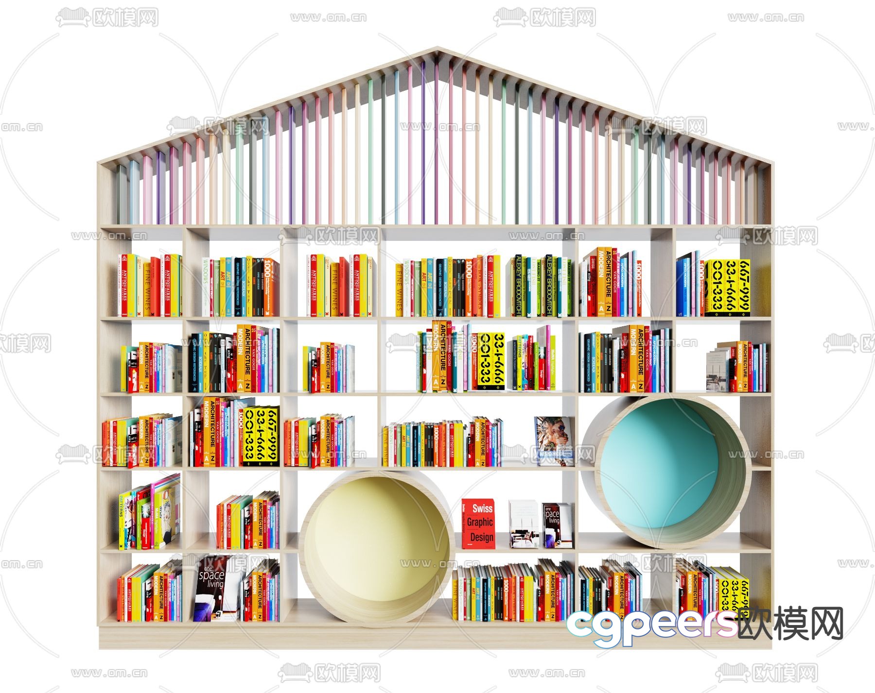 Modern children’s bookcase 3d model Modern children’s bookcase 3d model
