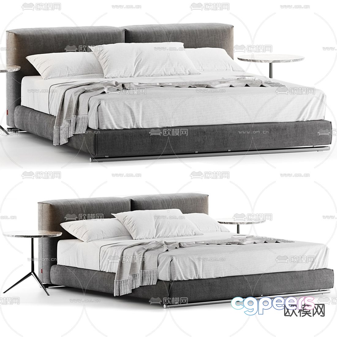 FLEXFORM fabric double bed 3d model FLEXFORM fabric double bed 3d model