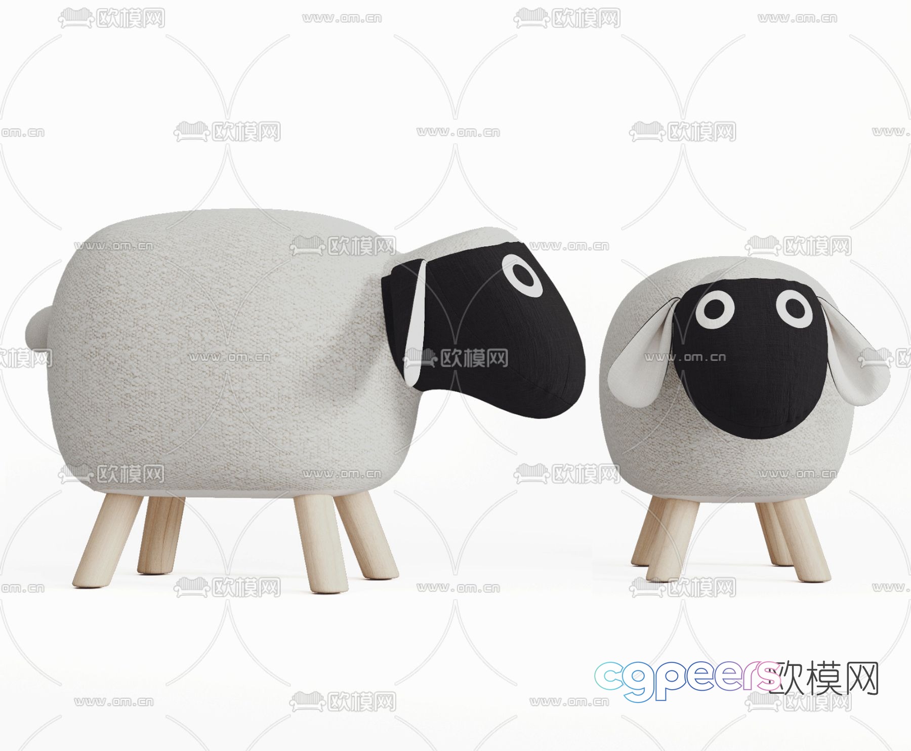 Modern fabric children’s stool 3d model Modern fabric children’s stool 3d model