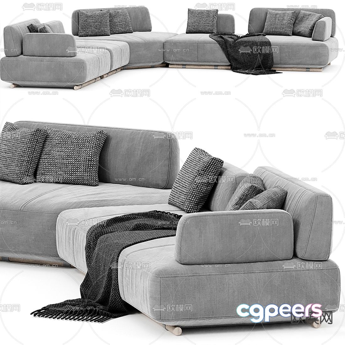 Natuzzi modern fabric corner sofa 3d model Natuzzi modern fabric corner sofa 3d model