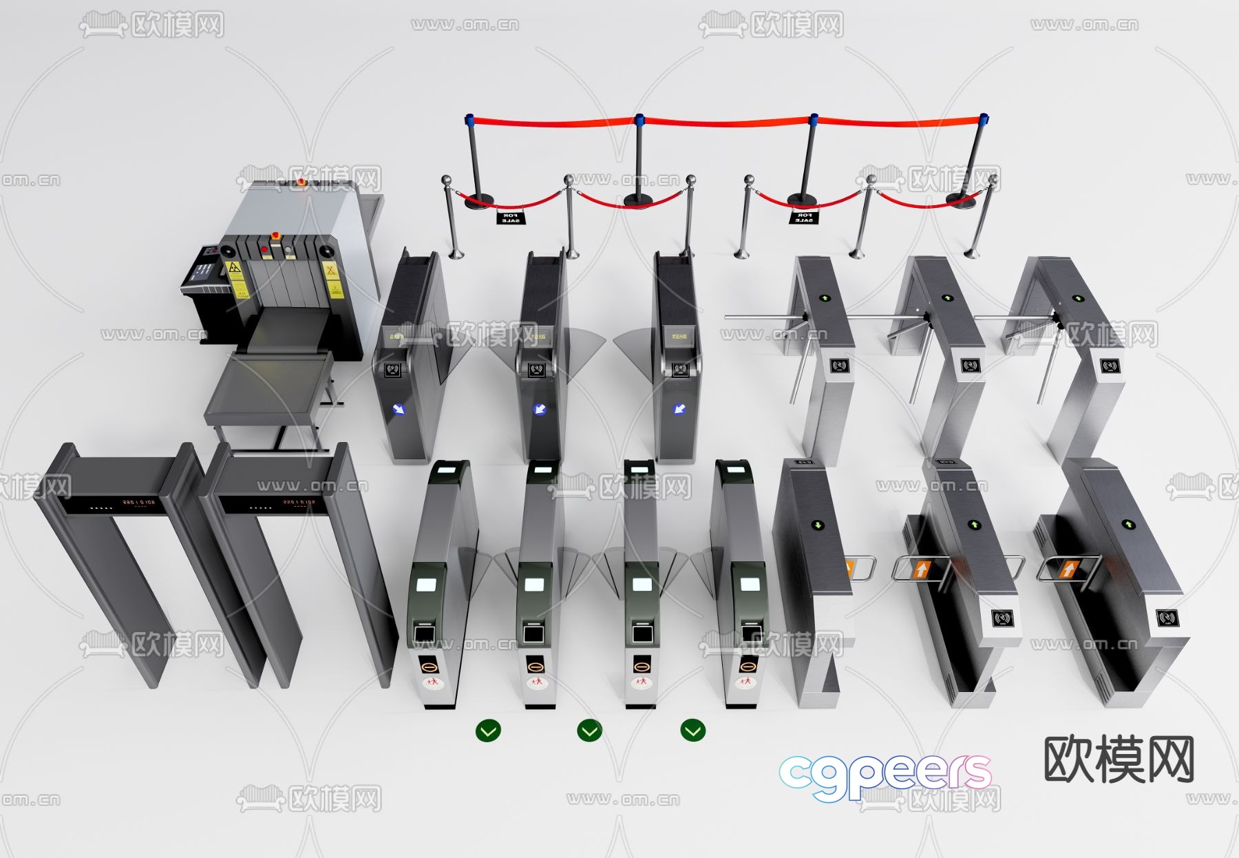 Modern access gate security inspection entrance swing gate 3d model