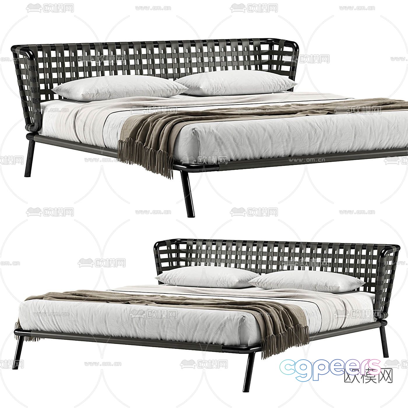 FLEXFORM fabric double bed 3d model FLEXFORM fabric double bed 3d model