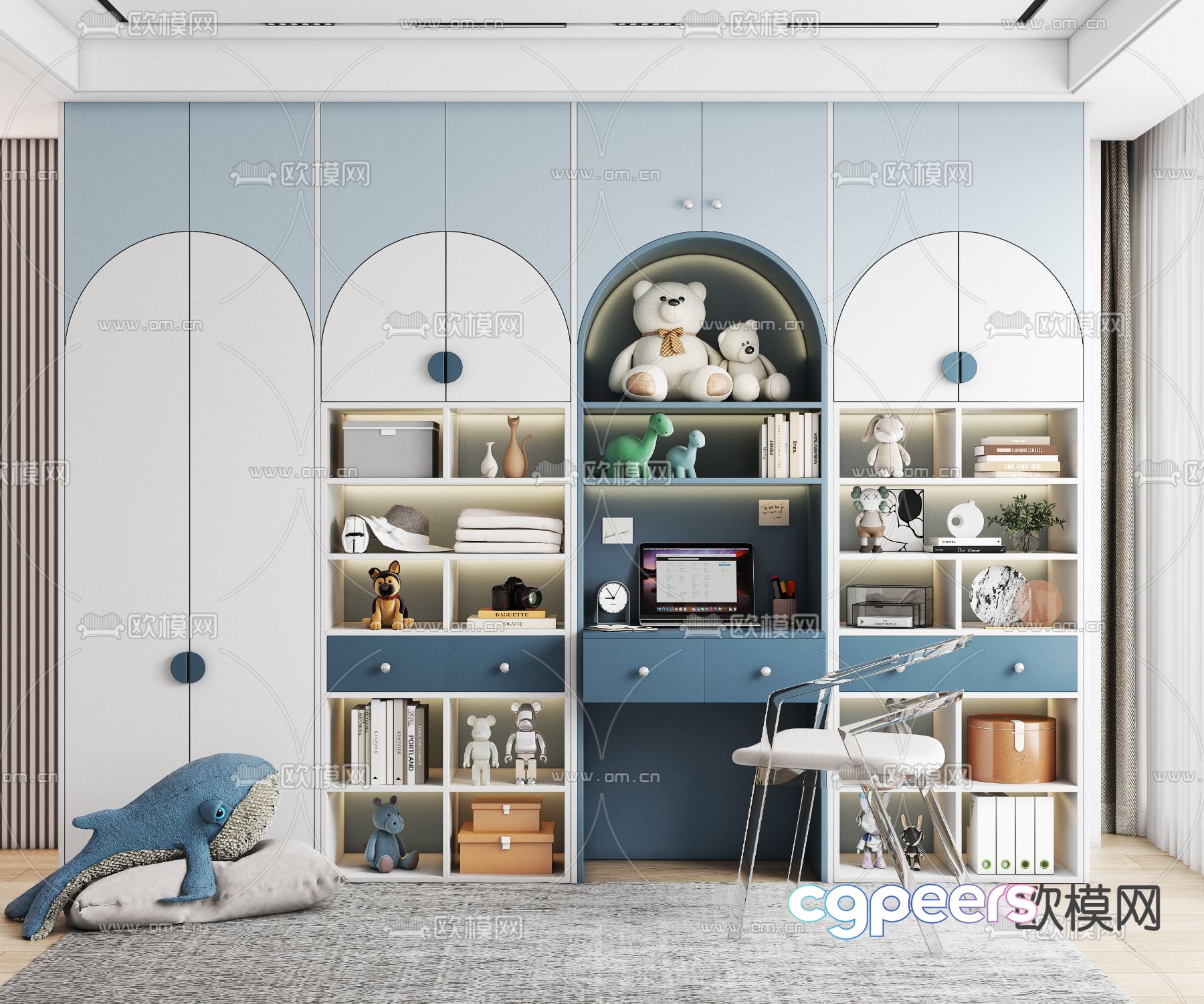 Modern children’s bookcase 3d model Modern children’s bookcase 3d model