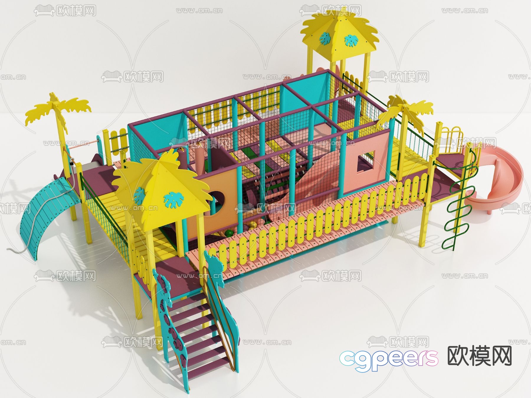 Modern trampoline children's play equipment 3d model Modern trampoline children's play equipment 3d model