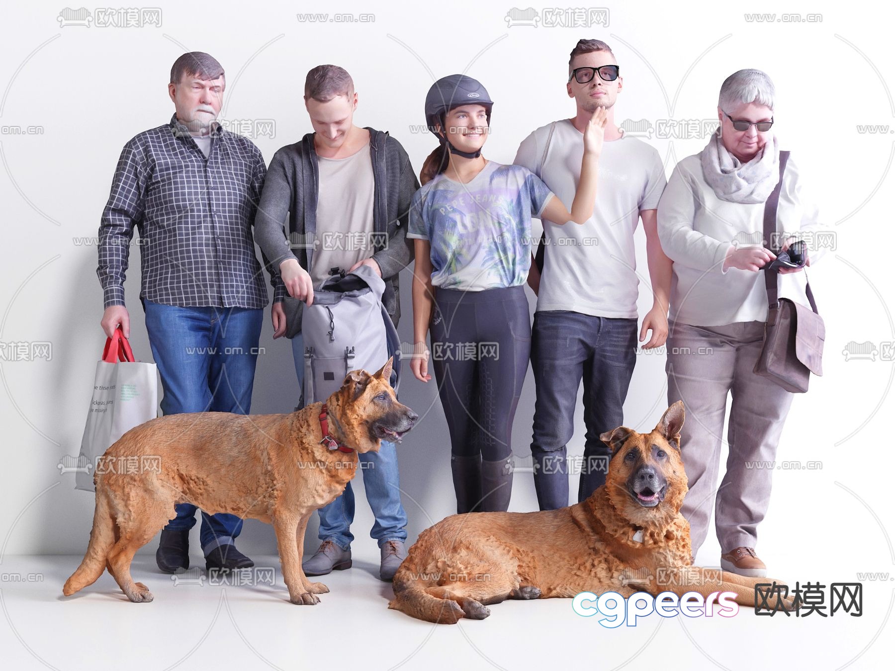 Modern European and American pet dog combination 3D model Modern European and American pet dog combination 3D model