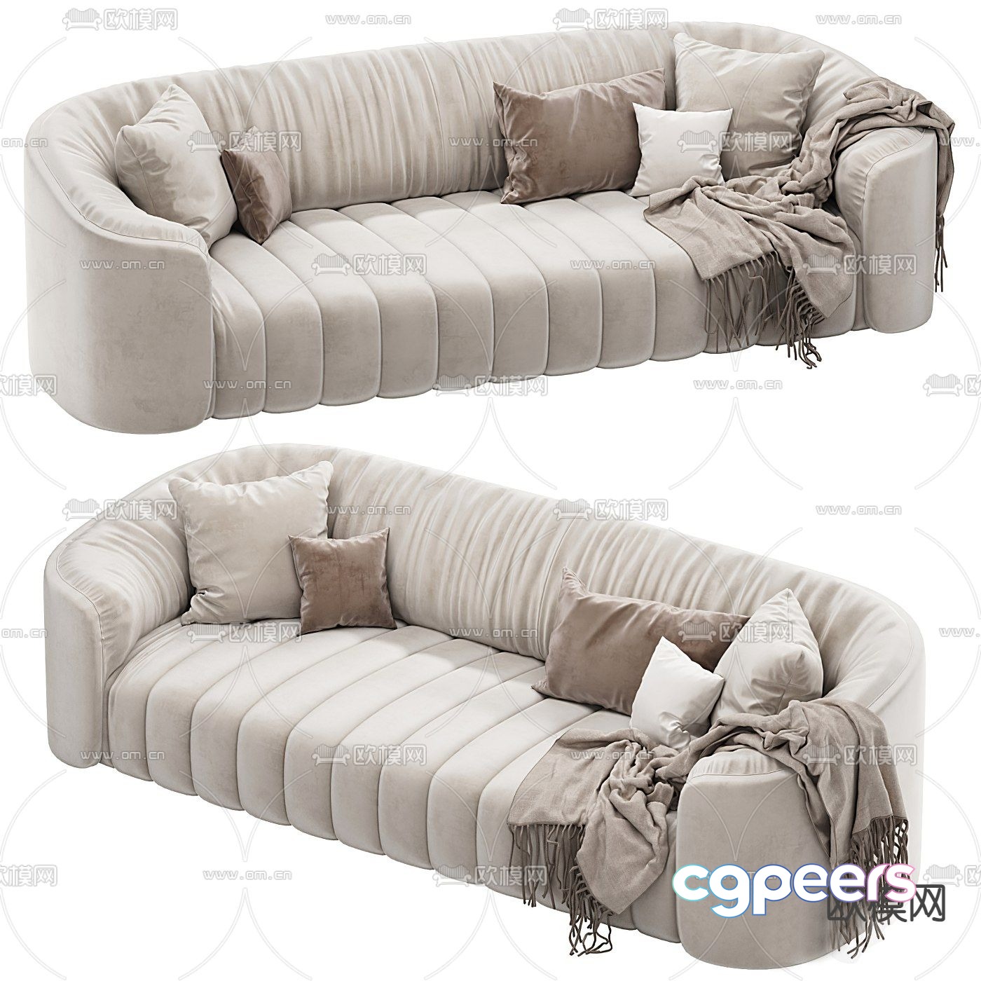 FLEXFORM off-white multi-seater sofa 3d model FLEXFORM off-white multi-seater sofa 3d model