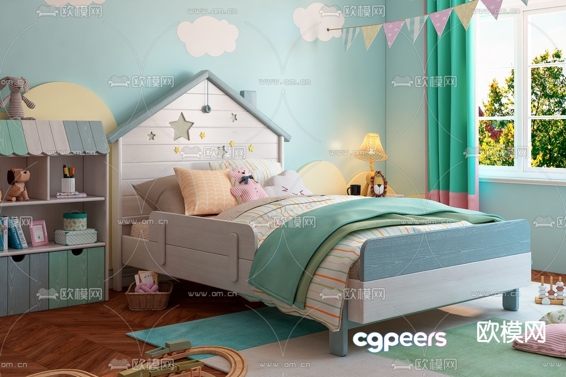 Modern solid wood children’s bed 3d model Modern solid wood children’s bed 3d model
