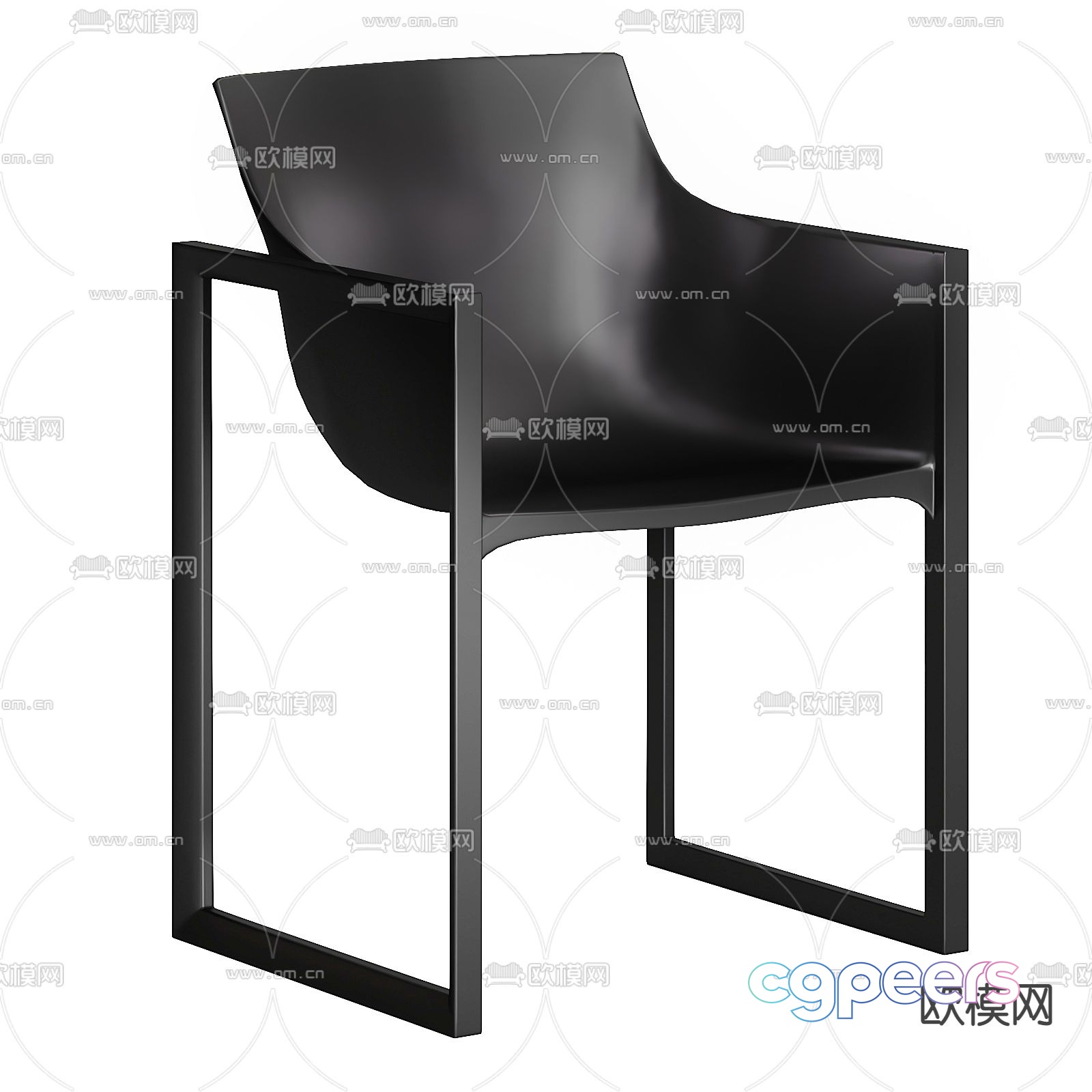 Flexform modern black armchair 3d model Flexform modern black armchair 3d model