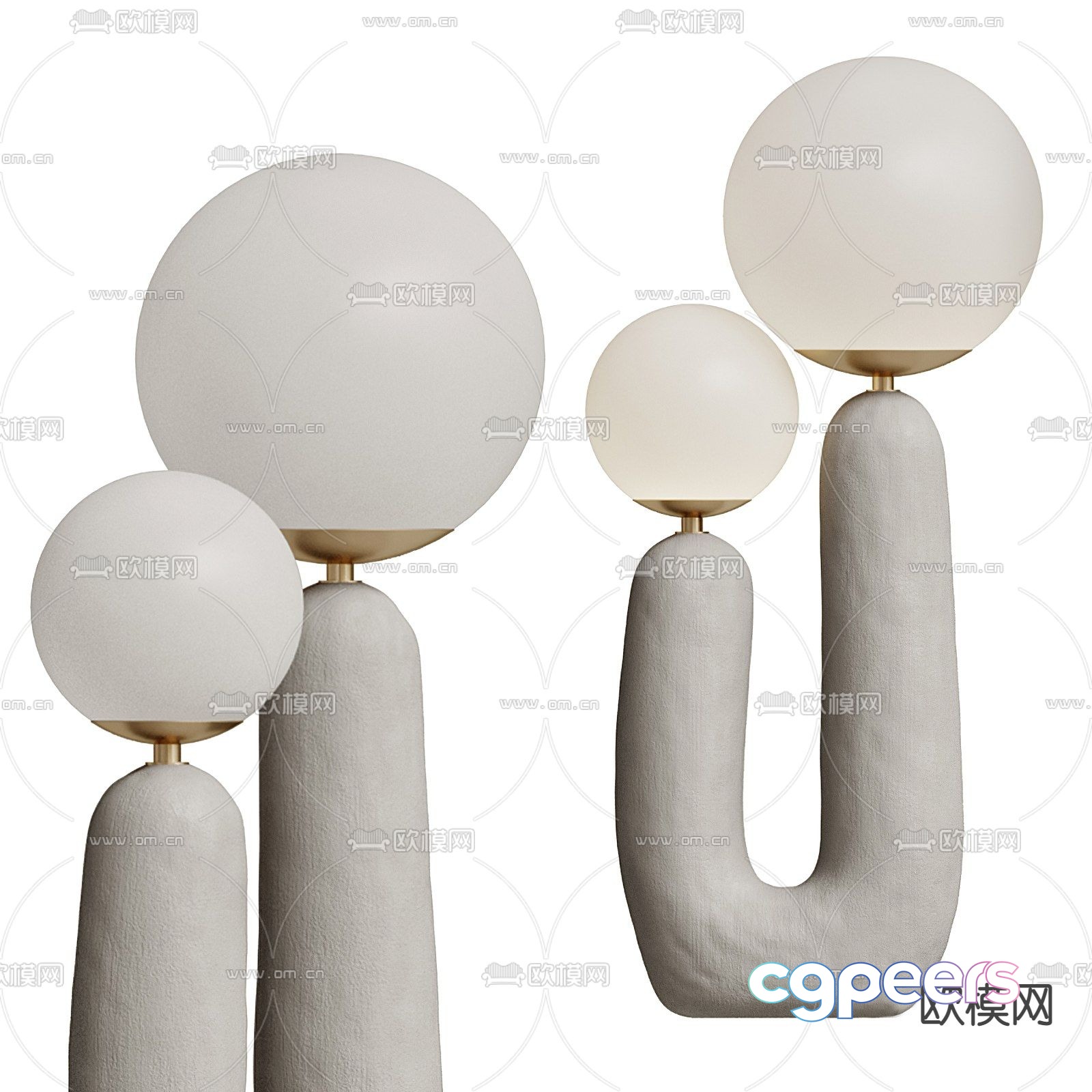 FLOS modern plaster U-shaped creative table lamp 3d model FLOS modern plaster U-shaped creative table lamp 3d model