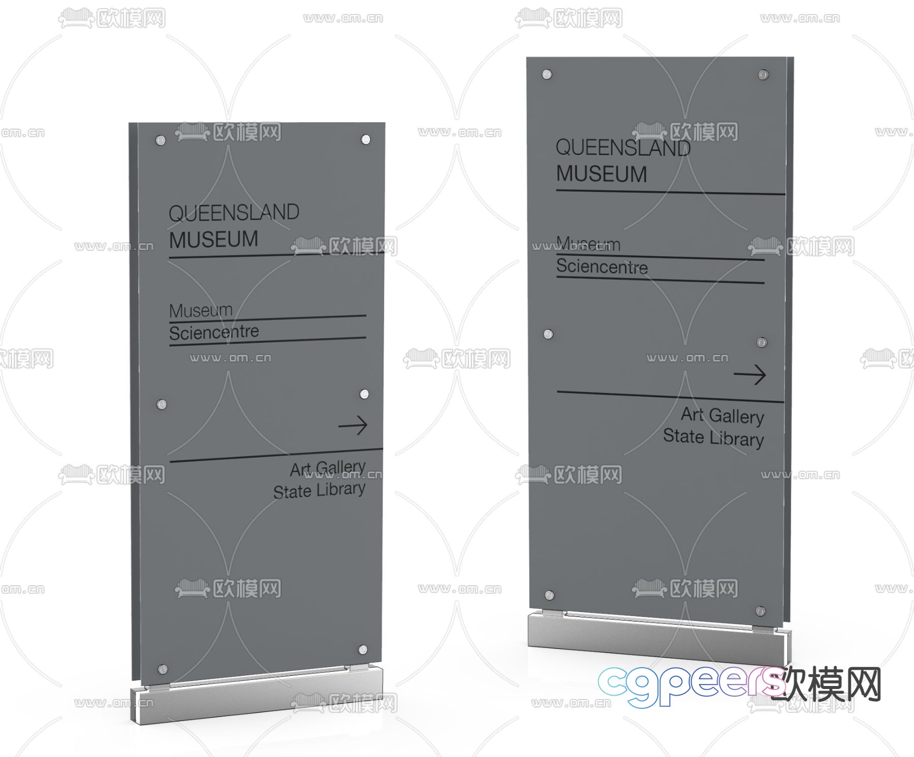 3D model of modern roadside advertising stop sign