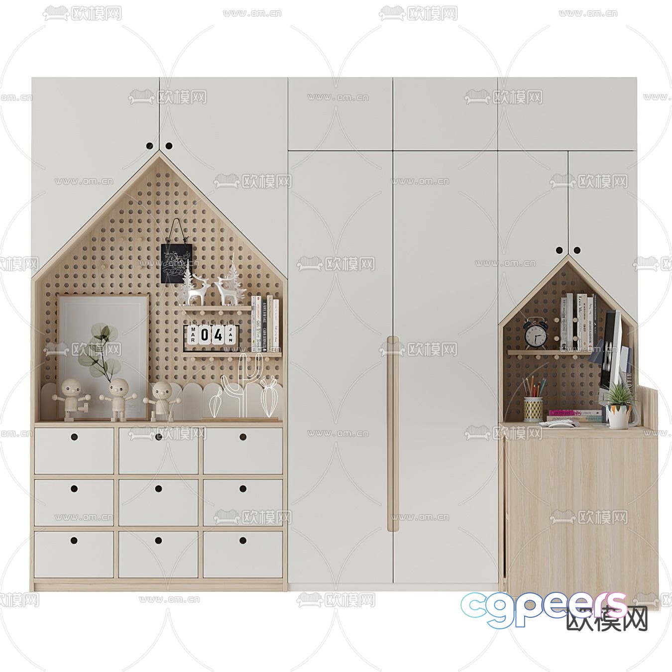 Modern solid wood children’s wardrobe desk 3d model Modern solid wood children’s wardrobe desk 3d model