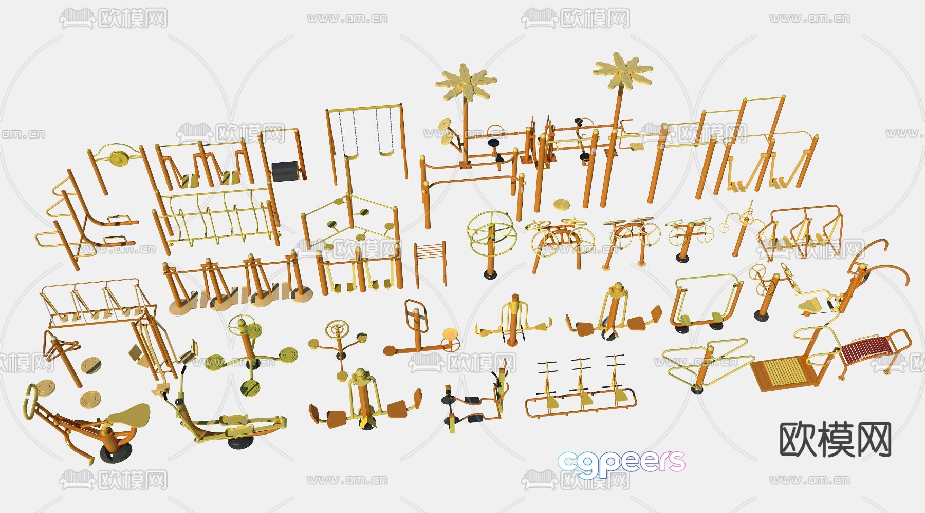 Modern outdoor fitness equipment 3d model Modern outdoor fitness equipment 3d model