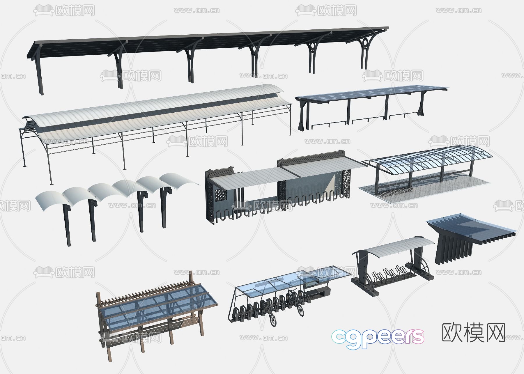 Modern carport bicycle frame 3d model
