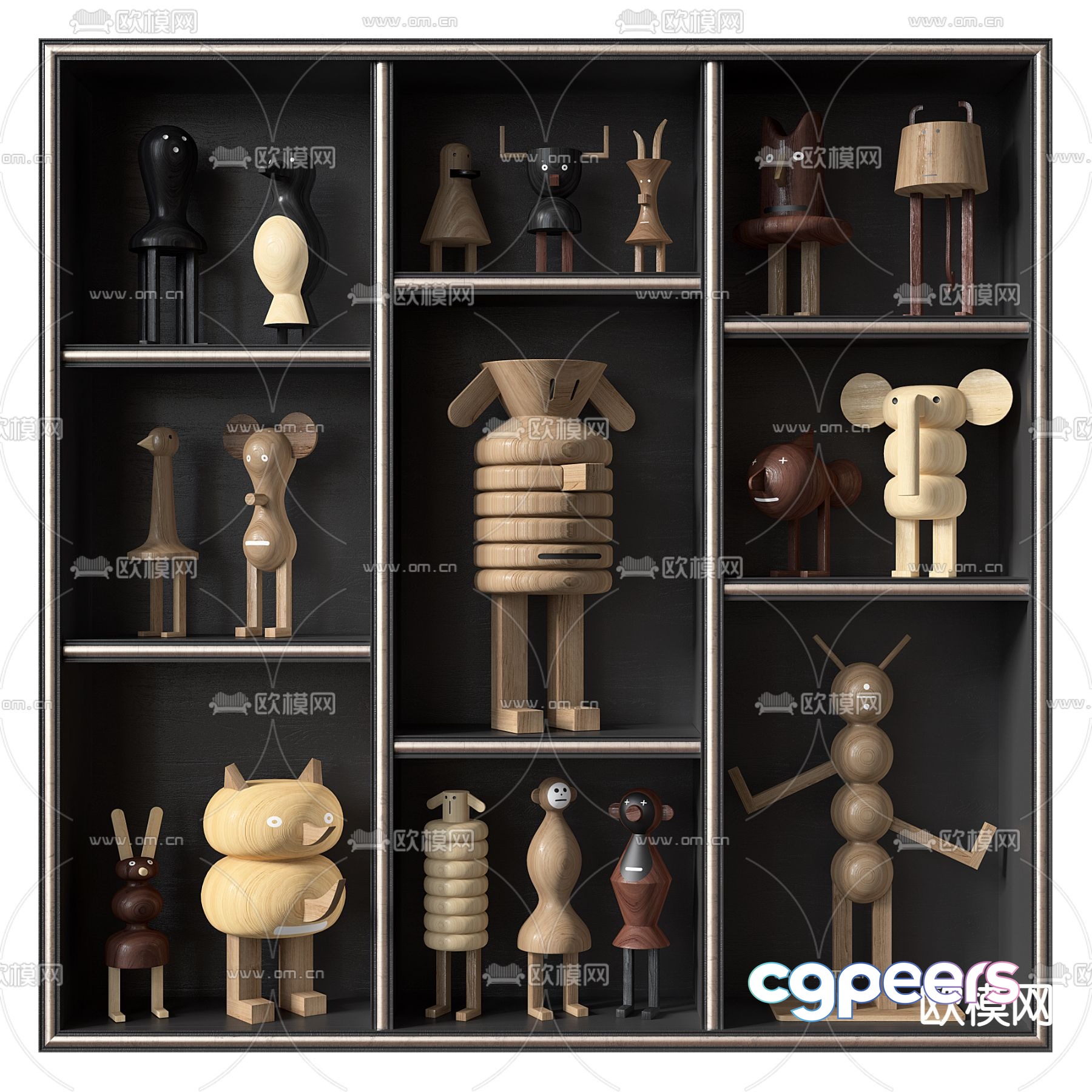 Modern solid wood building block doll 3d model Modern solid wood building block doll 3d model