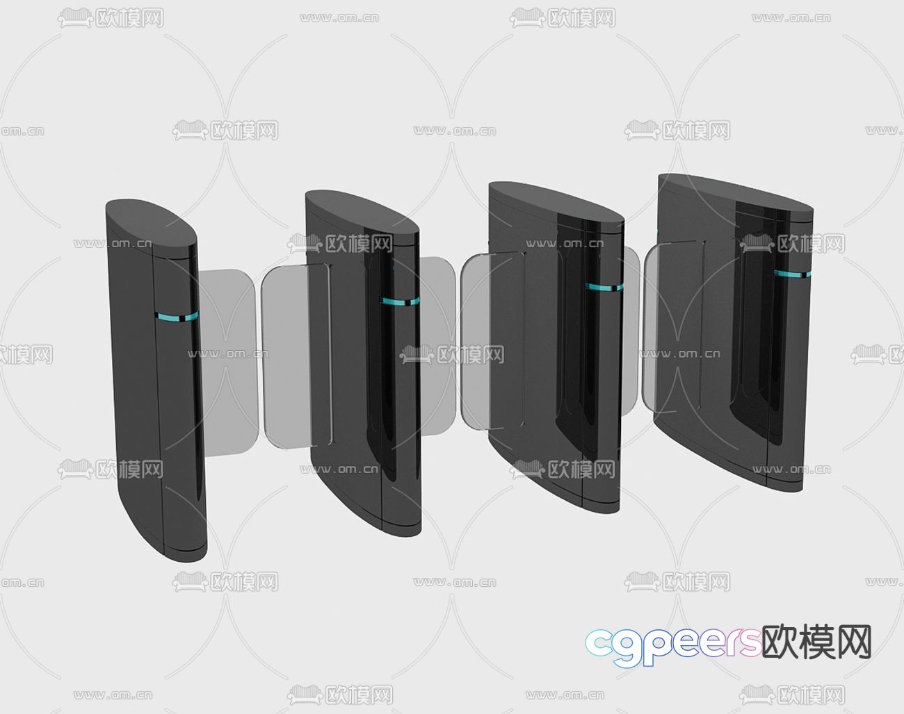 Modern hotel lobby gate access control machine 3d model