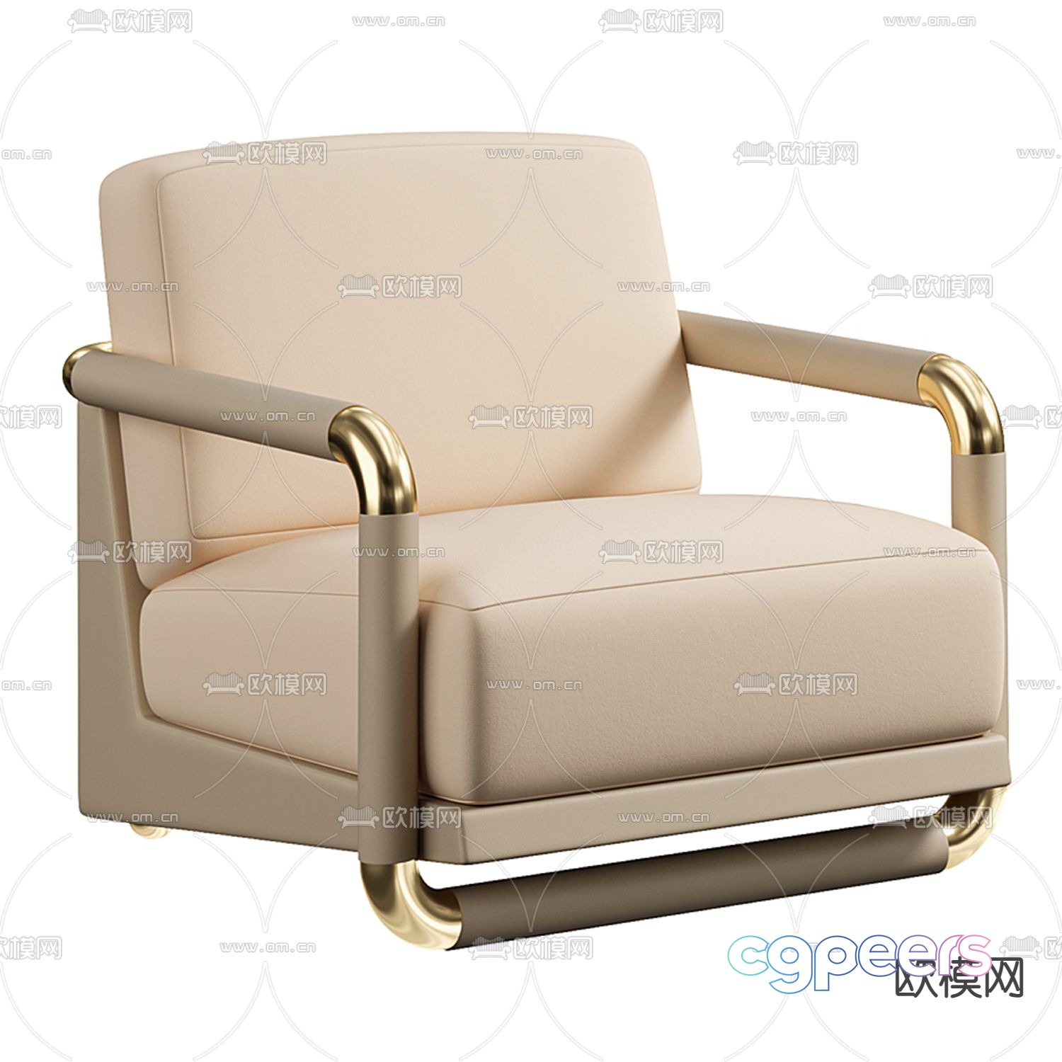 Pertica modern beige single sofa 3d model Pertica modern beige single sofa 3d model